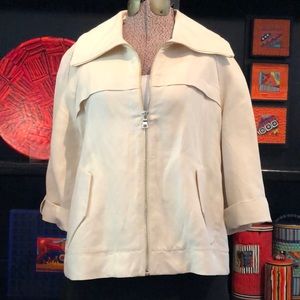 Ann Taylor Trench-Back Elbow Sleeve Zip-Front Cream Jacket
